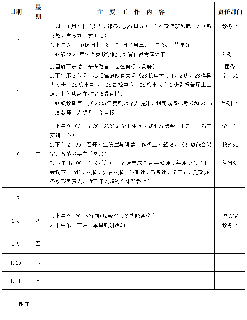 2025/2026ѧ���һѧ�ڵ�ʮ���ܹ������ű�